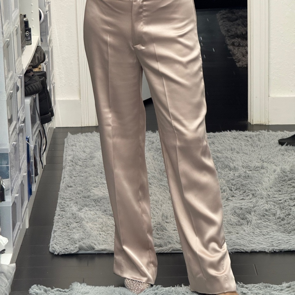 Zara Tan Dress Pants with Satin Finish